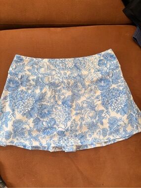 Laura Ashley Blue and White Floral Mini Skirt